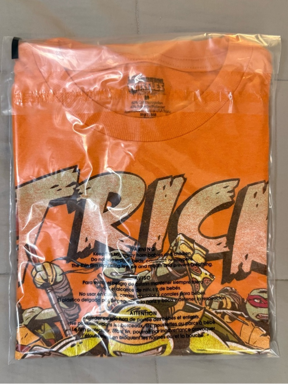 Teenage Mutant Ninja Turtles Orange Graphic T-Shirt sz M Trick or Pizza 🐢🍕🤙 I - Picture 9 of 9